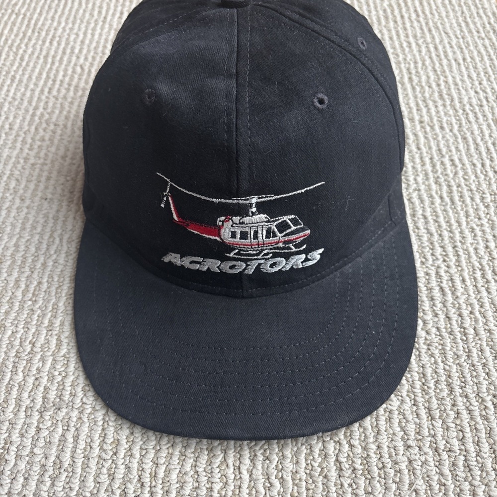 Vintage SnapBack Hat Agrotors Helicopter Services Made In USA Keep Me Safe